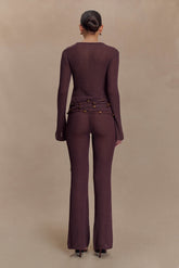 Enid Faux Leather Beaded Belt - Chocolate